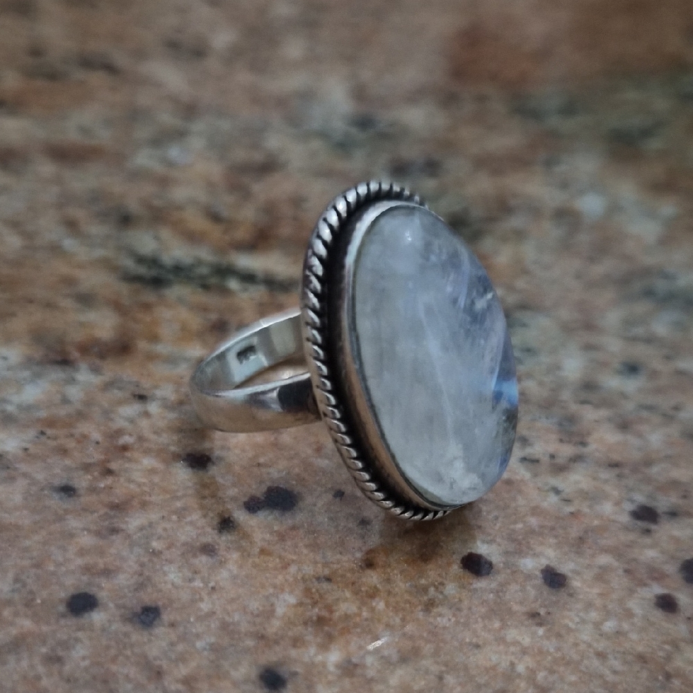 🌚🌕Moonstone Sterling Silver Ring🌚🌔🌛🌗 Size 8 - Picture 4 of 5